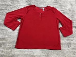 Adonna Pajama Top Womens XL Red Fleece Long Sleeve Henley Polyester - Picture 1 of 11