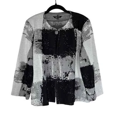 Vestido Blazer Misook Petites Tejido Gris Chaqueta a Cuadros Estilo Carrera Talla Pequeña Grande Foto 1 de 4