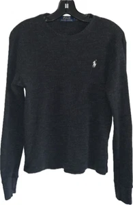 Polo Ralph Lauren Men's Waffle Knit Sweater Thermal Pullover Black Size M - Picture 1 of 8