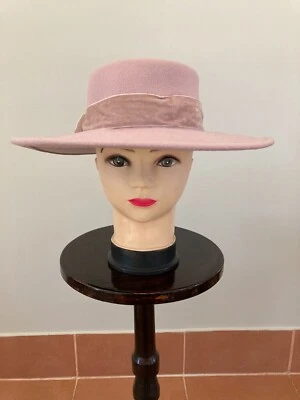 Sportsgirl 100% wool Wide Brim Hat in Musk velvet hat band size 58cms adjustable - image 1 of 4