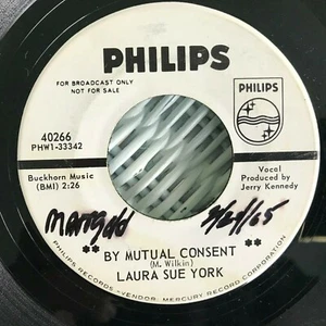 Laura Sue New York By Mutual Consent / You'll Thank Me Tomorrow DJ Promo 45 - Picture 1 of 1