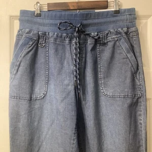 Westbound Large Adventure Ankle Pant Mid Rise Straight Blue Drawstring Pull On - Picture 1 of 10