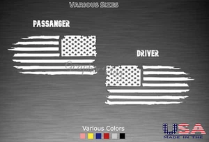 Distressed Tattered American Flag Vinyl Decal Sticker | Ripped Torn USA SET of 2 - Picture 1 of 14