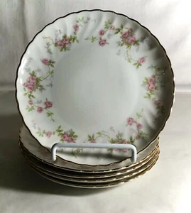 5 Syracuse Silhouette Shape Pink Floral Spray 6 1/2" Coupe Bread Plates - Imagen 1 de 2