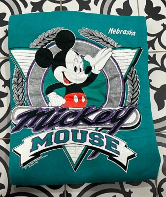 Sudadera grande de Mickey Mouse de colección dibujos animados Nebraska cuello redondo años 90 Disney Foto 1 de 4