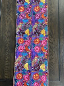 Handmade Birds Florals Embroidered Mexican Table Runner Bohemian Camino de Mesa - Picture 1 of 5