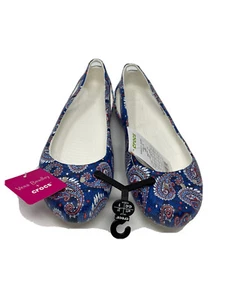 Crocs Vera Bradley Kadee Paisley flats Marine Bleu Women's size 11 NEW RARE - Picture 1 of 7