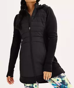 Tek Gear Damen schwarz Kapuze lange Mixed Media Jacke (WT33A206RS) Größen S/M - Bild 1 von 4