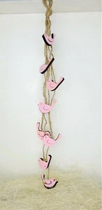 Window Decor Spring Decorative Hanger Wood Bird Pink 13 13/16in - Picture 1 of 2