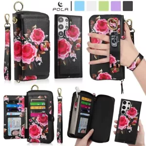 Crossbody Handbag Wallet Flower Phone Case For Samsung S22 S23 S24 S25 Ultra - Picture 1 of 84