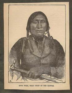 VINTAGE ILLUSTRATION - LONE WOLF, KIOWA WAR CHIEF - Picture 1 of 1