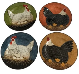 Warren Kimble Henny Penny Set 4 Teller Französisch Land Bauernhof Huhn Ei Küken 8" - Bild 1 von 14