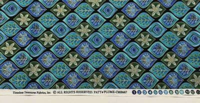 Timeless Treasures Fabric PLUME CM8667 Cotton Peacock Colors Metallic Gold 2+YD - Image 1 of 3