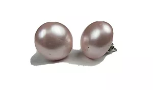 Vintage Pink Post Earrings Pierced Studs Round Circle 5/8 in diam Silver Push - Picture 1 of 4