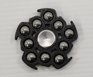 *B2) 10-Metal Ball Bearing Jagged Black Plastic Fidget Spinner - Picture 1 of 6
