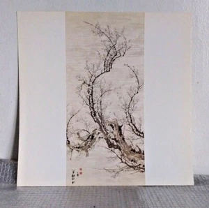 RAMA DE CIRUELA COLGANTE ROLLO TINTA SOBRE PAPEL. IMPRESIÓN ARTÍSTICA CHIKUTO NAKABAYASHI 1776-1853 - Imagen 1 de 9