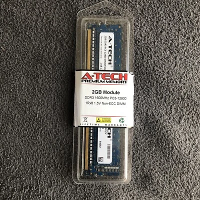 A-Tech 2GB DDR3 1600MHz PC3-12800 240PIN Non-ECC DIMM Desktop Computer Memory - Image 1 of 4