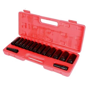 15pcs 1/2 Inch Drive Twist Socket Set Lug Nut Remover Extractor Tool Metric 17mm - Picture 1 of 6