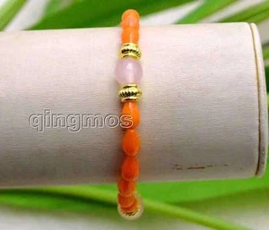 VENTA Pulsera Redonda 8mm Rosa Jade y 5*9mm Naranja Gota Coral 7.5" Brazalete-Sujetador296 - Imagen 1 de 3