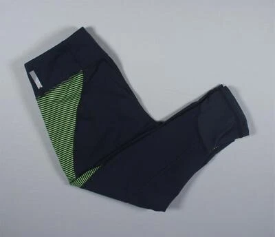 Leggings Zella Capris Talla Pequeña Azul Marino Verde Neón Rayas Cortos Elastizados Foto 1 de 4