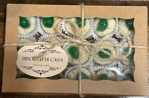 BISCOTTI Di CASA Homemade Italian Almond Cookies Green Glazed Cherry 15pc Fresh - Picture 1 of 7