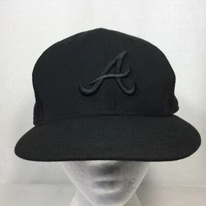 Atlanta Braves Mütze 100 % Wolle Baseballkappe schwarz tailliert Gr. 7 1/2 New Era 59fifty - Bild 1 von 14