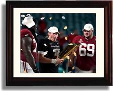 Unframed Mac Jones, Dickerson Title Trophy Alabama Crimson Tide Photo