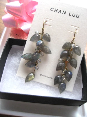 Chan Luu Earrings Labradorite Delphine Teardrop Clusters Statement Long NWT $225 - Image 1 of 4