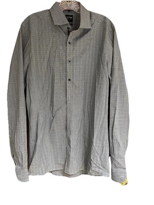 Camisa Olymp Level 5 Body Fit 42 preta cinza vermelha xadrez botões vermelhos profundos - Imagem 1 de 4