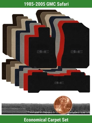 Juego de alfombrillas Velourtex personalizadas para GMC Safari 1985-2005 con logotipo (3 piezas) #RC0 Foto 1 de 4