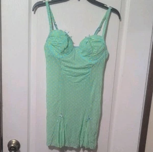 Rampage Blue Yellow Polka Dot Mesh Y2K 2000's Babydoll Lingerie Vintage Retro M - Picture 1 of 6