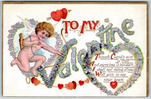 Postkarte An meinen Valentinstag Amor mit Pfeil und Bogen Herzen HV11 - Bild 1 von 2