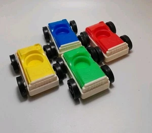 Vintage Fisher Price Little People Garage Car Red Green Blue Yellow Lot 4 Cars - Picture 1 of 6