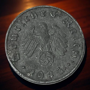 1943 F WWII Nazi Deutschland 10 Reichspfennig Hakenkreuz Münzlot B9-44 Stuttgart Münze - Bild 1 von 10