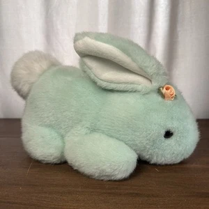 Vintage Commonwealth Bunny Plush Mint Green Easter Rabbit Stuffed Animal Flower - Picture 1 of 9