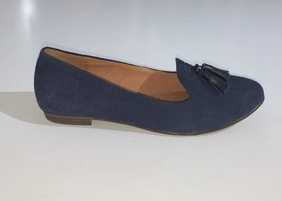 Mocasín Madewell Borla Para Mujer 7 Azul Marino Gamuza Piel de Serpiente Pisos Repujados Foto 1 de 4