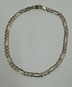 10K Yellow Gold Figaro Bracelet Diamond Cut 8.5 inches - Picture 1 of 6