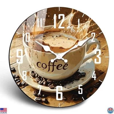 Reloj de pared de madera rústico de 10 pulgadas - Reloj analógico de cuarzo café para decoración del hogar Foto 1 de 4