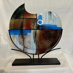 "Increíble jarrón decorativo de Murano GILDE GlasArt redondo de vidrio multicolor 20""X18""" - Imagen 1 de 7