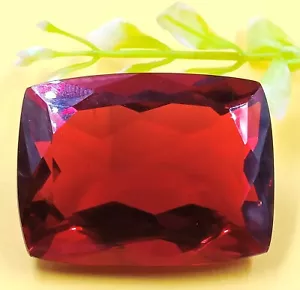 138Ct Rare London Red Topaz Lab Created Emerald Cut Certified Loose Gemstone AKW - Picture 1 of 7