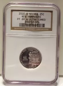 2000 S US New Hampshire Quarter State 25c Proof Silver NGC PF69 UC - Picture 1 of 2