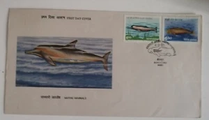 India 1991 Marine Mammals Sea Cow River Dolphin Stamped FDC - Picture 1 of 2