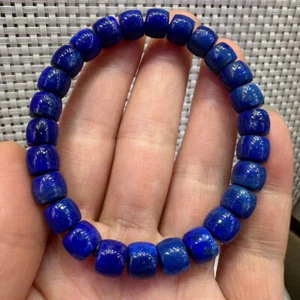 Pulsera de cuentas de cristal elástico azul real natural de 8 mm AAAAA - Imagen 1 de 8