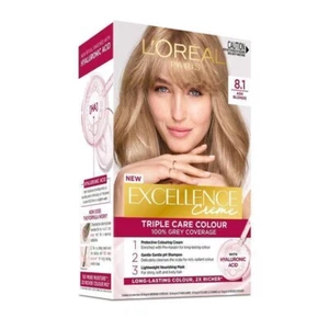 L'Oreal Excellence Creme 8.1 Ash Blond Hair Color Dye HA Acid 100% Grey Coverage - Picture 1 of 1
