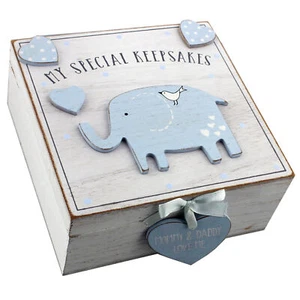 Bambino Scatola Ricordo - MDF - Bianco & Blu - My Speciale Ricordo - Picture 1 of 5