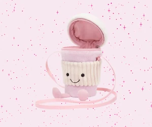 Jellycat Amuseable Coffee-To-Go Bag Pink 20cm Plush NEW - Picture 1 of 3