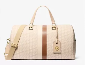 Michael Kors Extra-Large Empire Signature Logo Stripe Weekender Bag (Vanilla) - Picture 1 of 4