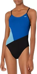TYR Women's Solid Splices Block Cutoutfit One Piece Swimsuit Royal/Blue/Black-30 - Picture 1 of 2