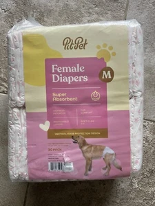 Pit pet super absurbent Disposable Female Dog Diapers  M 30Count... - Picture 1 of 2