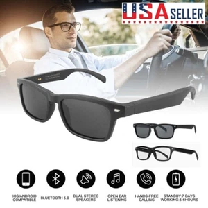 Polarized Smart Glasses Bluetooth 5.0 Headset Sunglasses Music Stereo Calling US - Picture 1 of 14